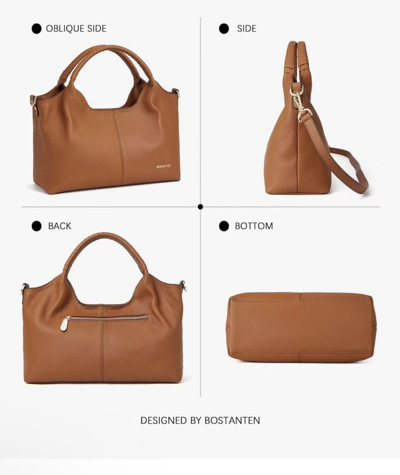 BOSTANTEN Genuine Leather Purses for Women Designer Handbags Crossbody Shoulder