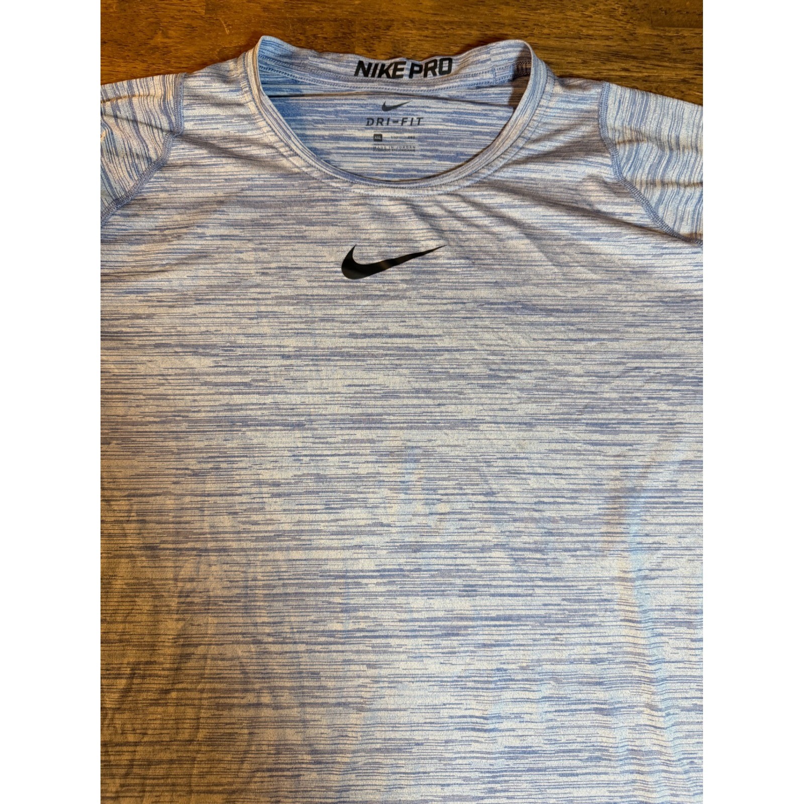 Nike Pro Dri-FIT Mens XXL Blue Space Dye Heathered Training Shirt Short Sleeve