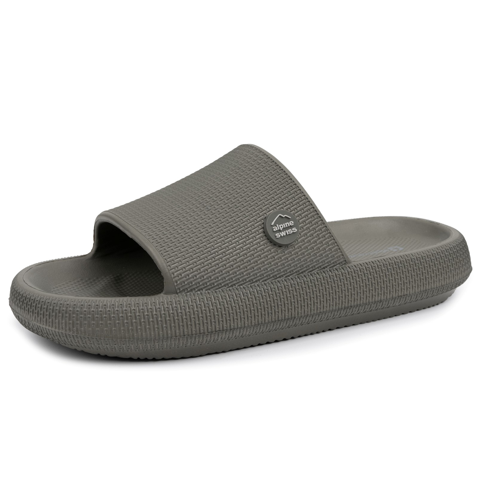 Alpine Swiss Omar Mens Slides Pillow Slippers Ultra Cushioned Cloud Slide Sandal