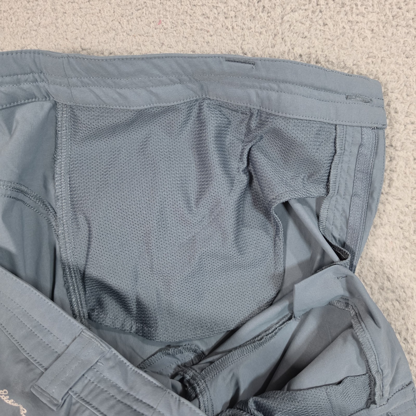 Eddie Bauer Tech Capri Cargo Pants Womens 16 Blue Nylon Stretch Hiking UPF 50+
