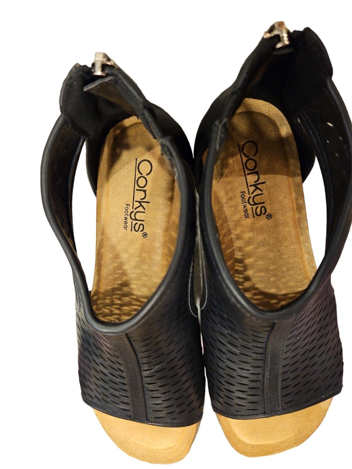 Corkys Wedge Sandal Womens 8 Sugar Momma Black 41-0287-BLCK Ankle Strap New
