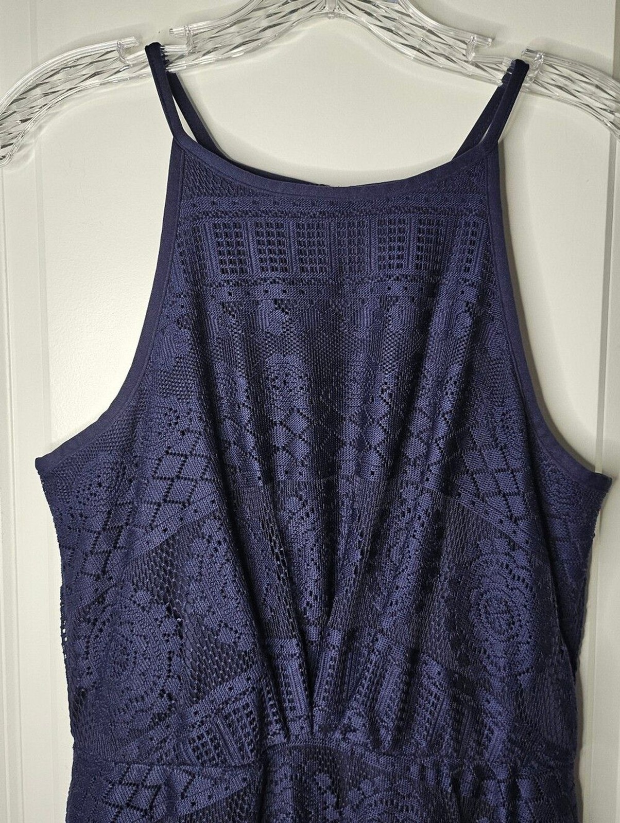 Bailey Blue Lace Fit Flare Midi Dress Navy Blue Halter Sleeveless Women’s Large