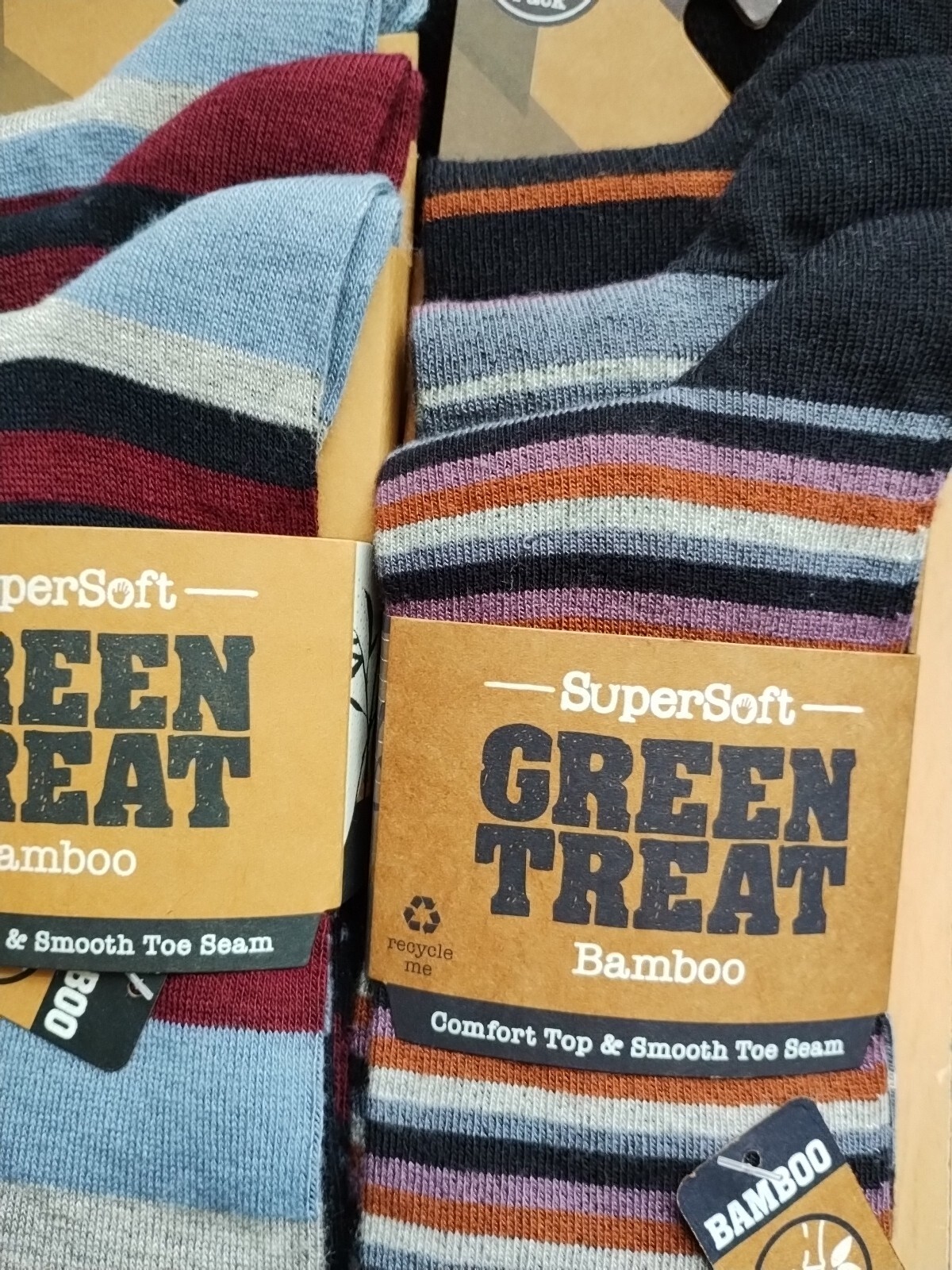 Green Treat Supersoft Bamboo Men’s Socks 3 Pairs UK 7-11