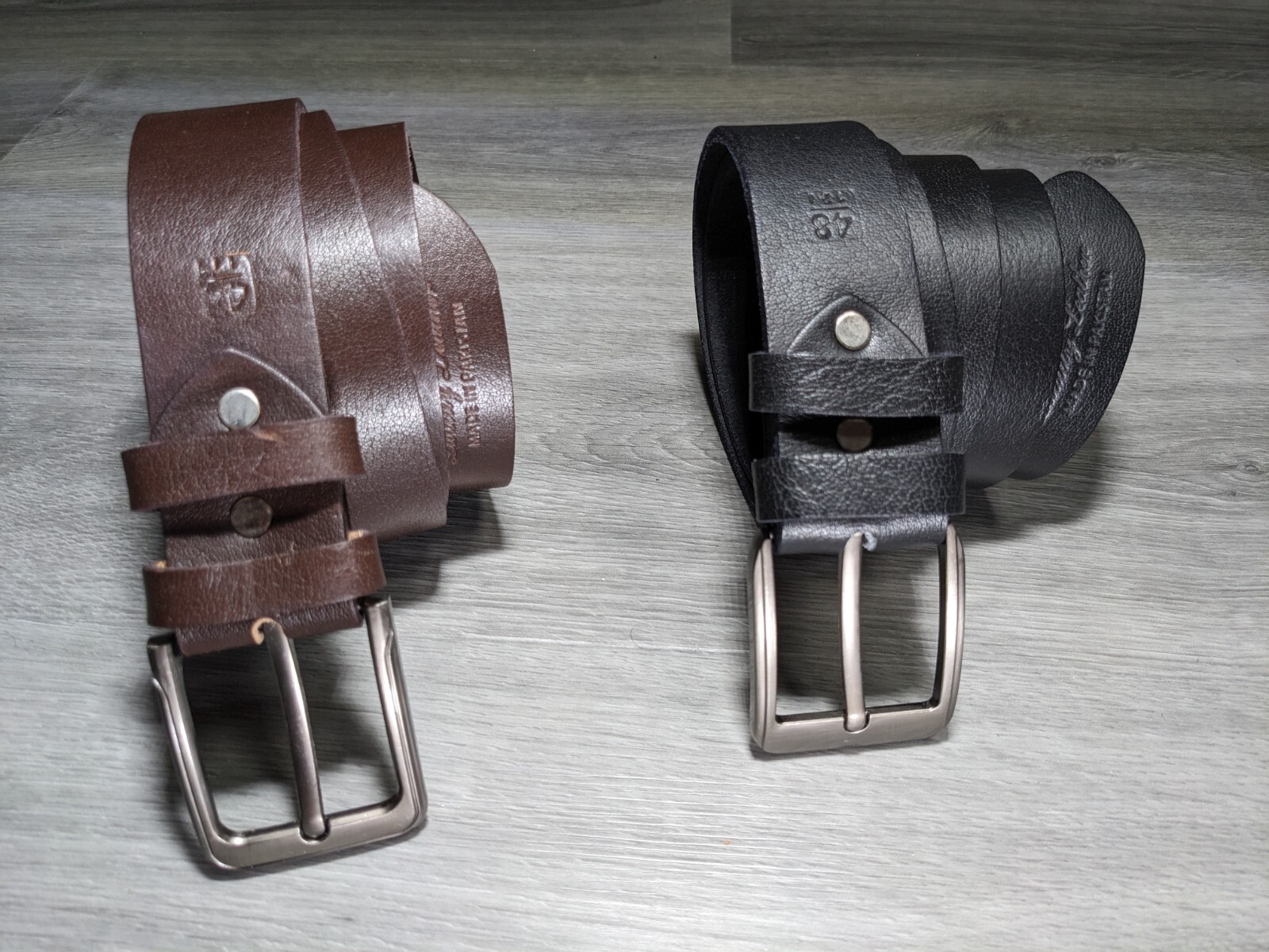 Men’s Heavy-Duty One-Piece Cowhide Leather Belt Black/Brown Work Casual