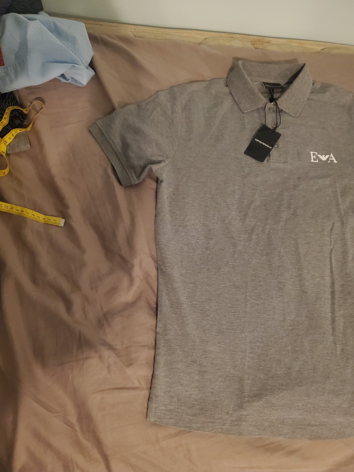 Emporio Armani Mens Medium Gray Short Sleeve Polo