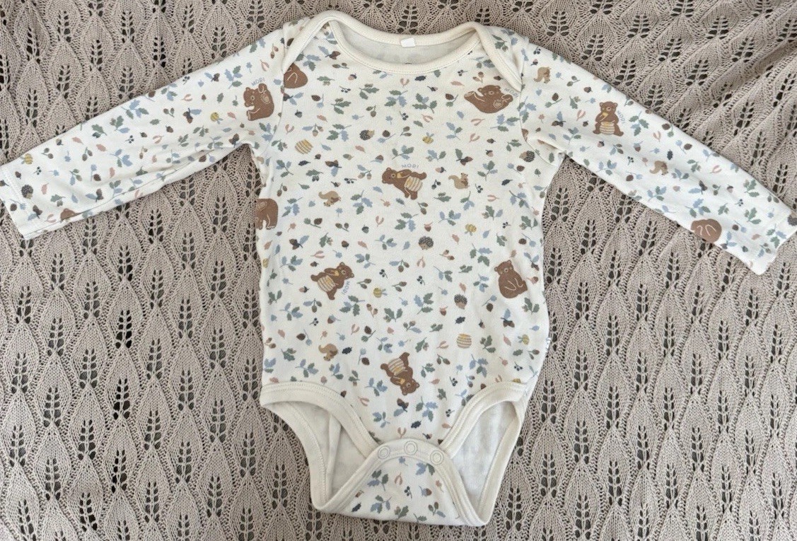 Mori Bear Long Sleeve Bodysuit 9-12 Months In Excellent Condition