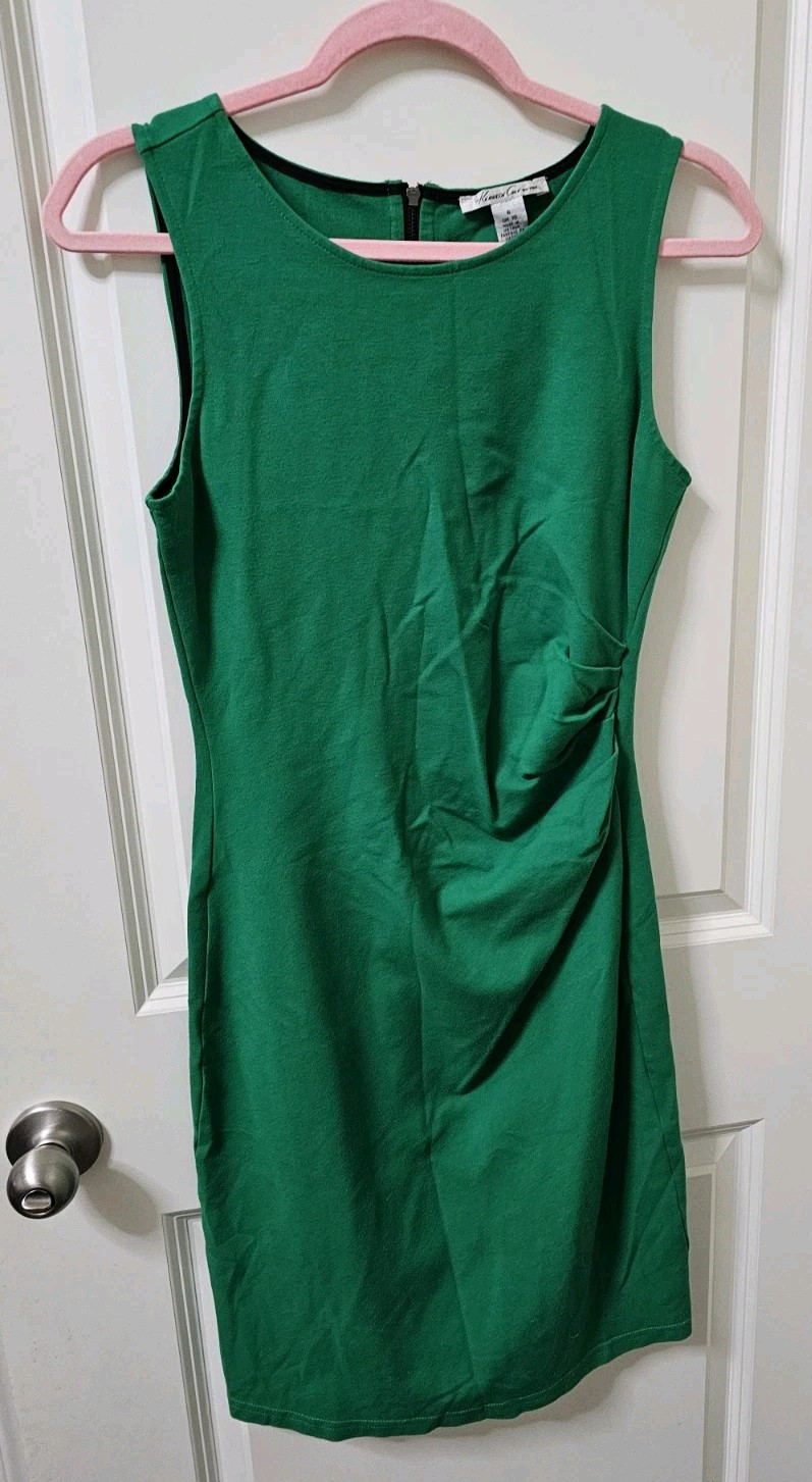 Kenneth Cole, Green, Ruched Bodycon Dress, Rayon/Nylon/Span, Size 6