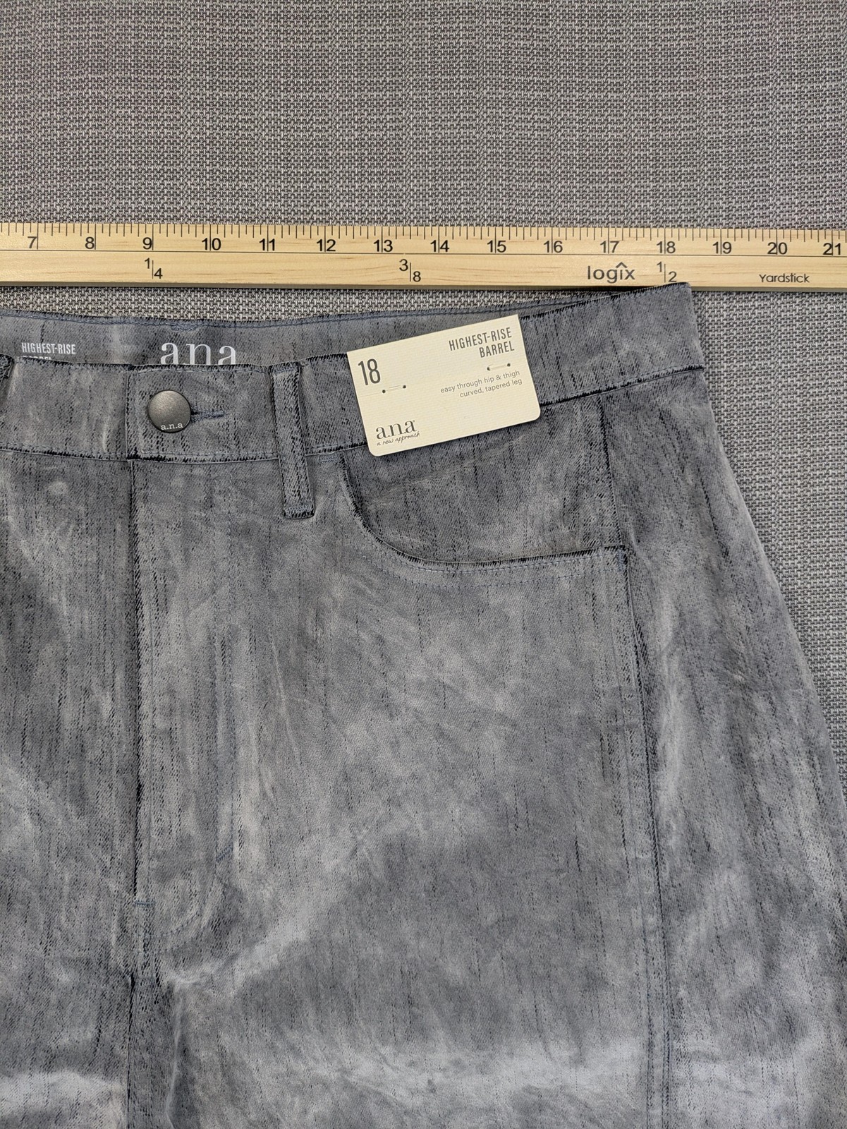 A.n.a Highest-Rise Barrel Jeans Womens 18 Gray High Rise Tapered Crop Stretch