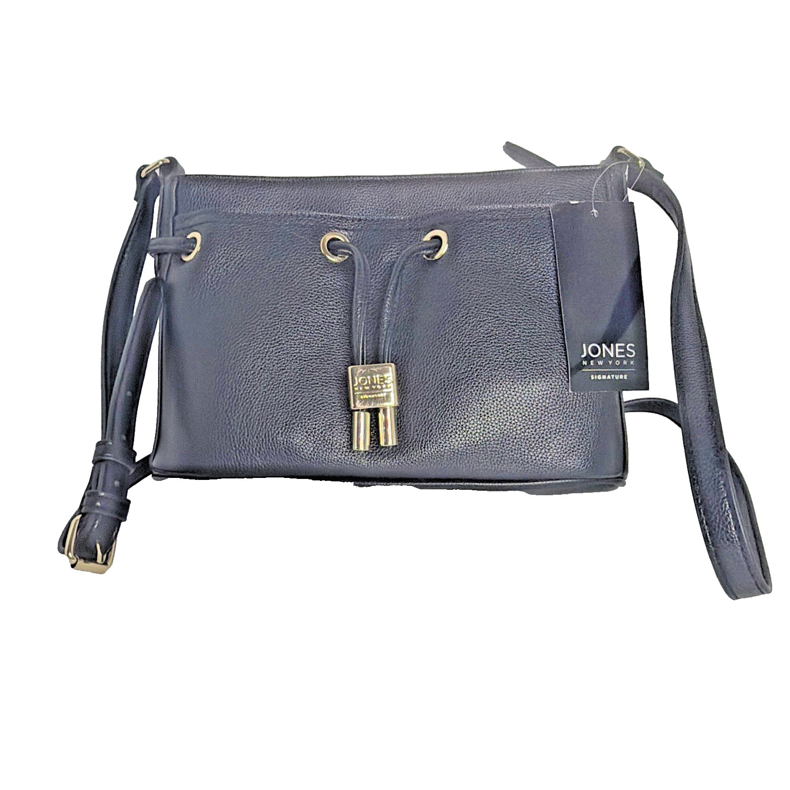 Jones New York Signature Crossbody Bag Purse Black Logo Gold Hardware 10x7x3