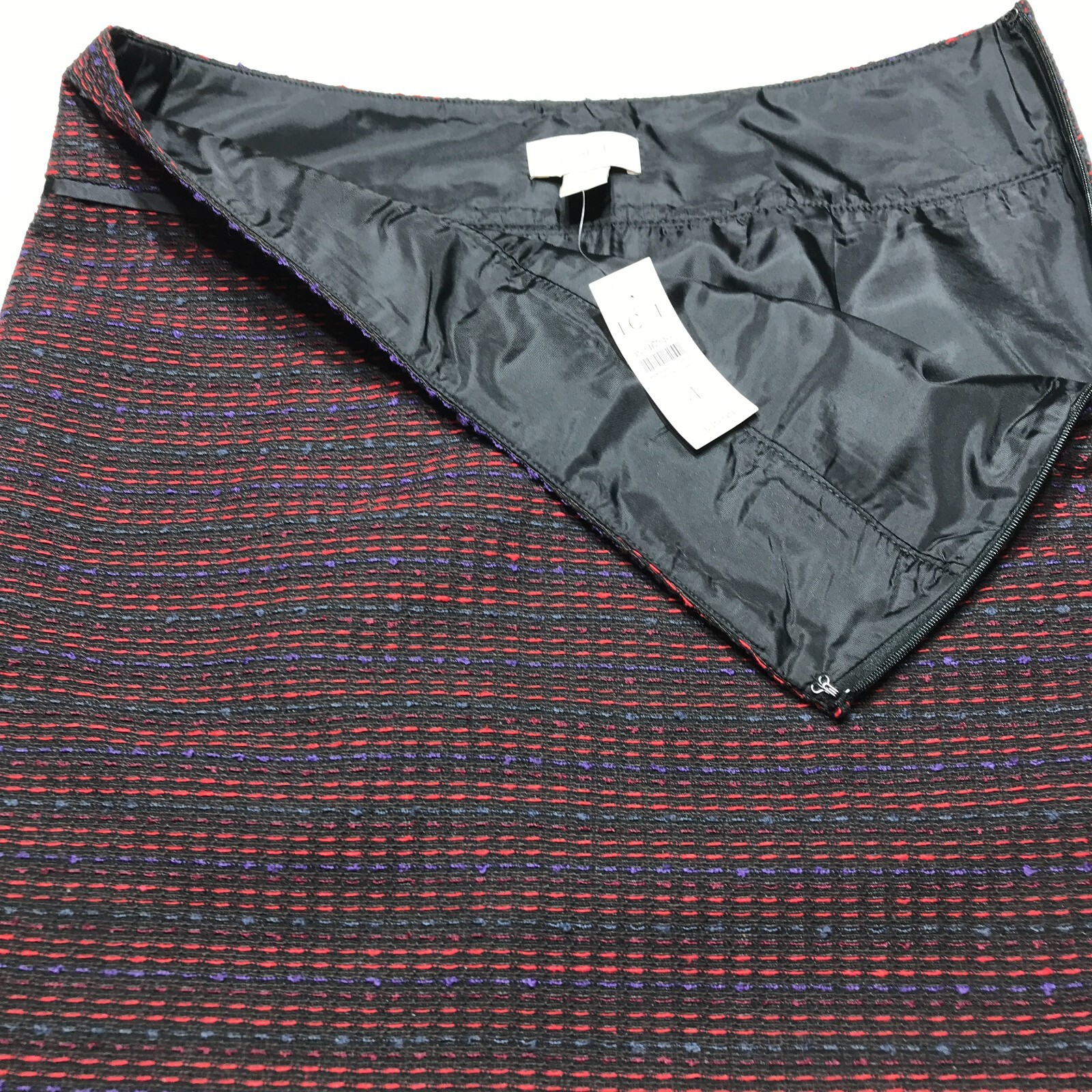 Loft Skirt Womens Size 4 Side Zip Lined Black Red Blue Purple Woven Straight NWT