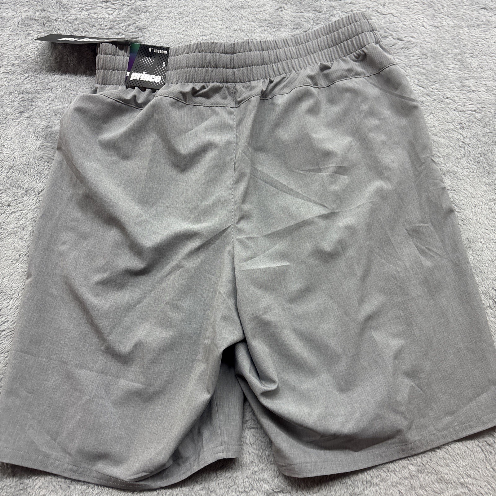 Prince Mens Heather Grey 9 Inch Inseam Performance Tennis Athletic Shorts Small