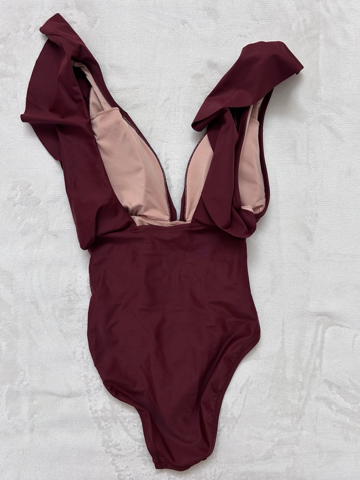 Size 0 J Crew Sienna Rust Ruffle Ruched Lightly Padded V-Neck One Piece Swimsuit