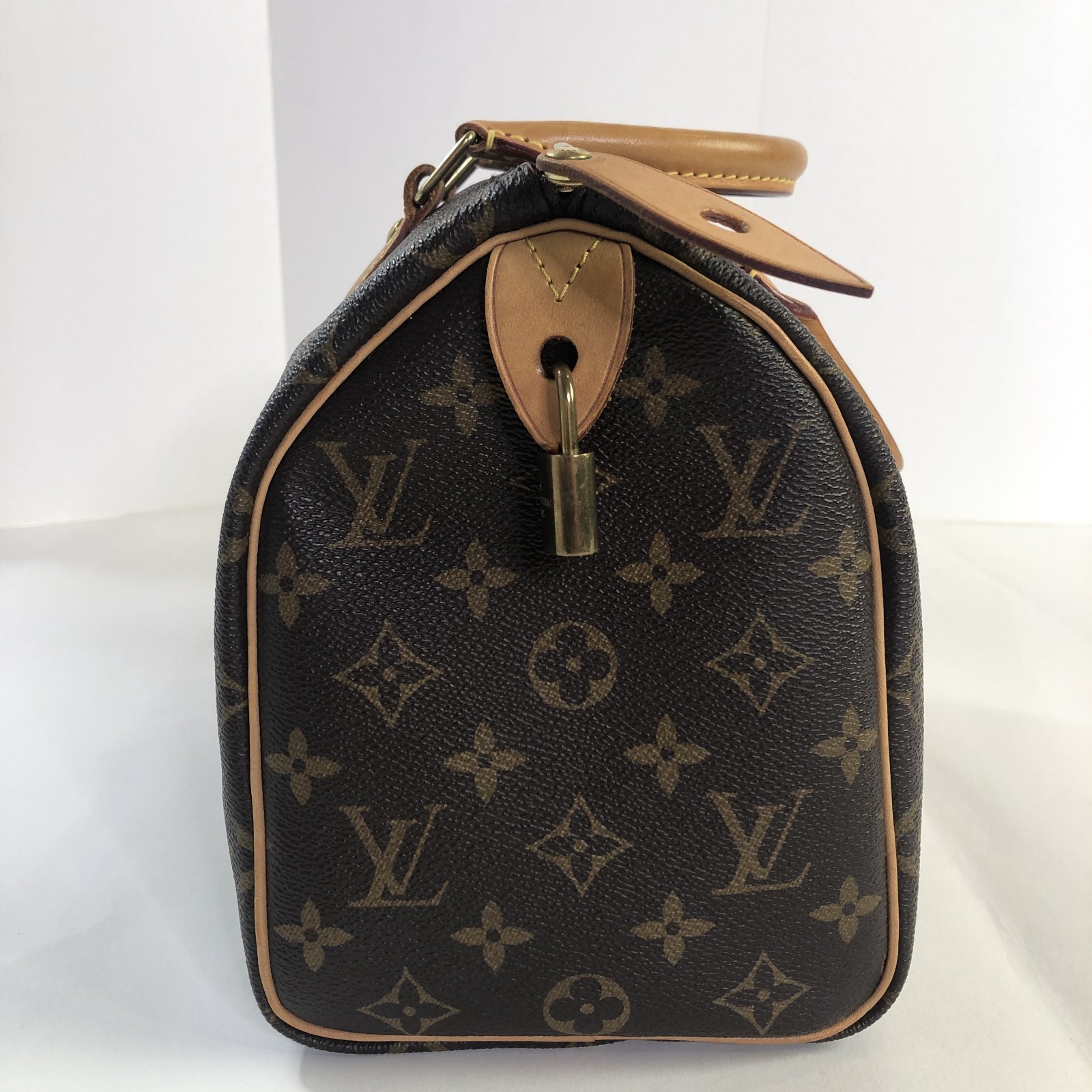 Louis Vuitton Monogram Speedy 25 Handbag Padlock/Keys Brown Made In US 2018