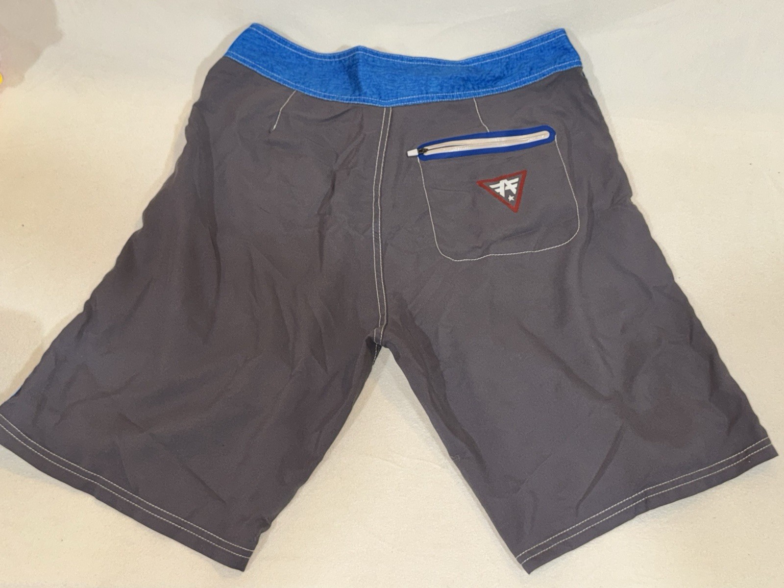 American Fighter Mens Battle Lake Board Shorts Swim Trunks Charcoal Gray/Blue 33