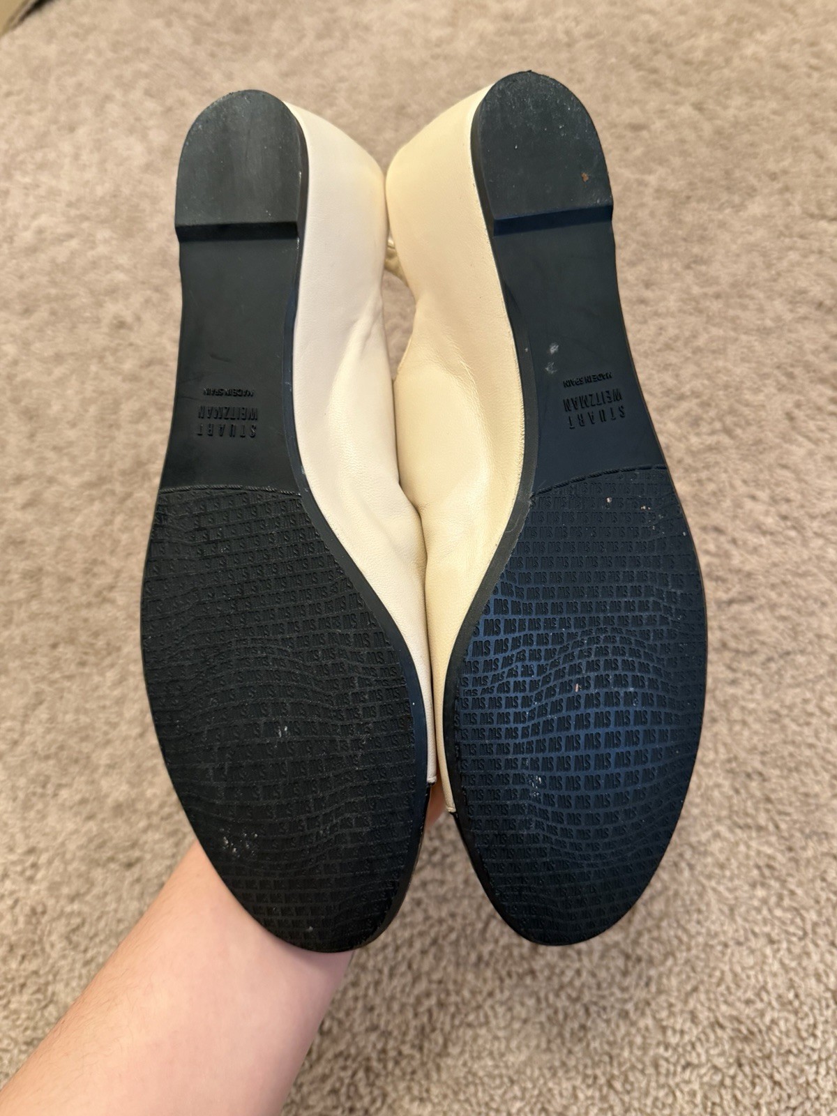 Stuart Weitzman A408323 Vintage Cap Toe Slingback Kitten Heel Nude Black Size 8