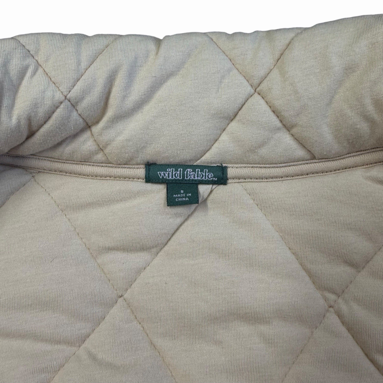 Wild Fable Quilted Button Front Jacket Cream Collared Casual Size S