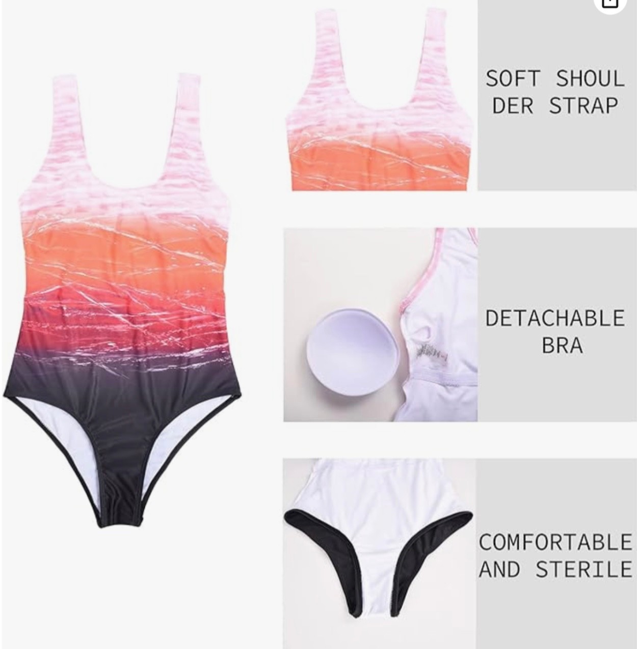 HEEKPEK Womens red black pink white one piece swimsuit Size L