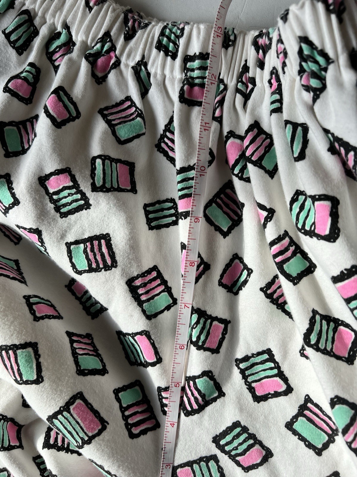 Vintage-Style Custom Homemade Knit “Pop Art” Colorful Print Pants 80’s/90’s
