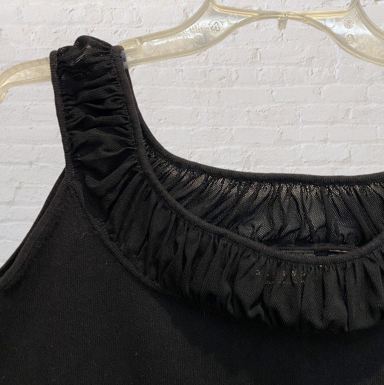 AXCESS — Black Tank with Mesh Collar, Sleeveless, Cotton