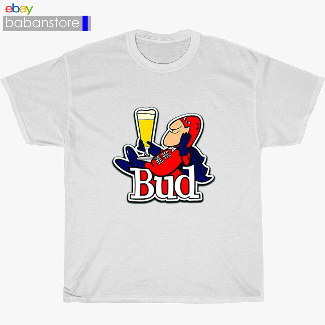 New BudMan Cartoons Bud Man Beer Black/White/Grey/Navy T-Shirt Size S-5XL