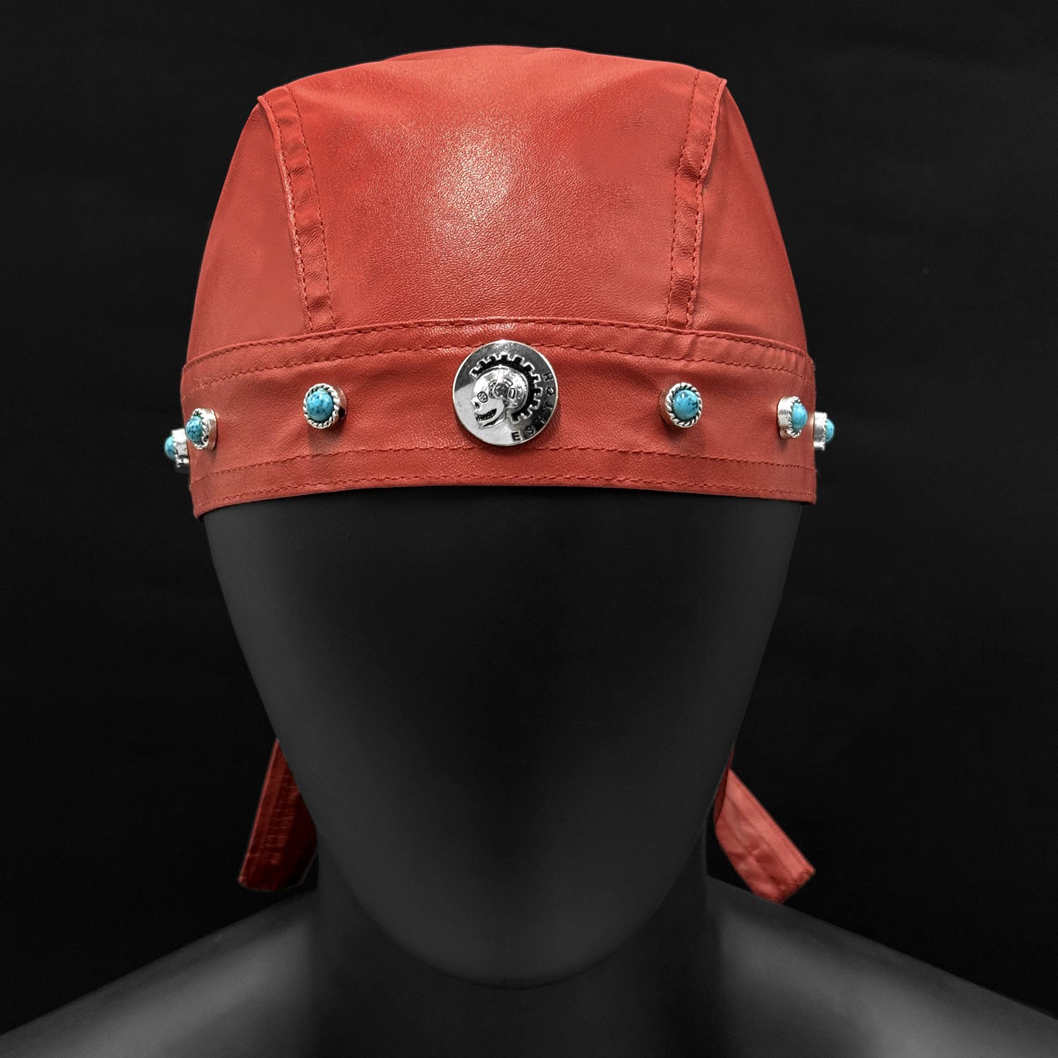 Punk Cycling Bandana Doo Rags Skull Cap Motorcycle Biker Leather Cap Red