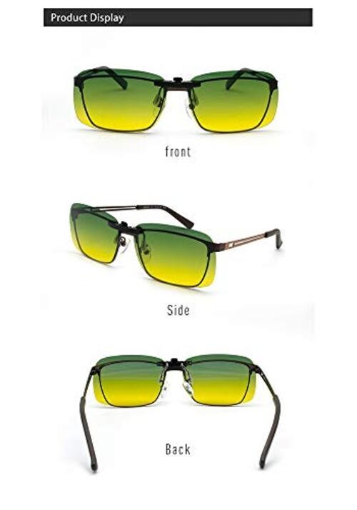 Night Driving Glasses Clip-On, Polarized Glare Reduce, High Yellow&green-fixed
