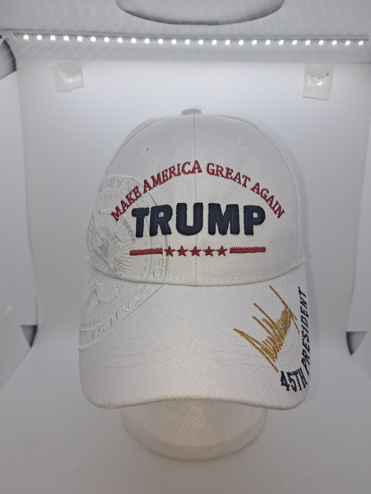 Trump Hat Kipa Baseball Cap Men’s One Size White 45th President 58th