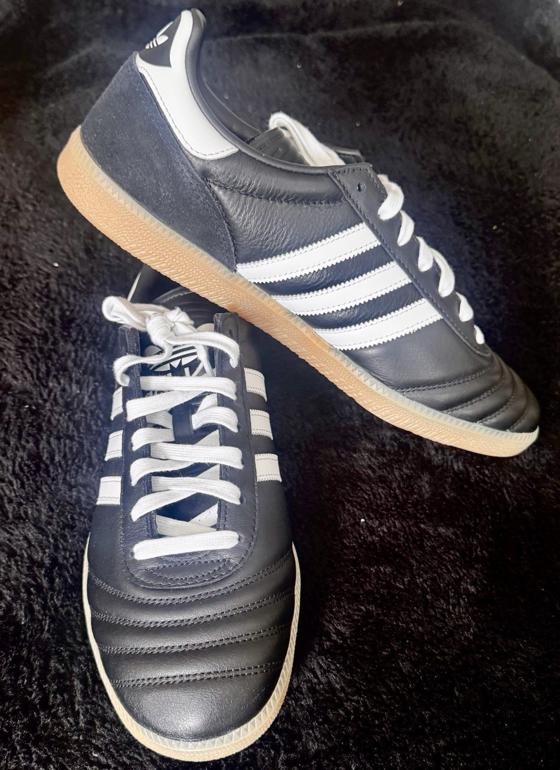 adidas Samba Black/White Leather Lace-Up Sneakers Men’s US 12 EU 46 2/3