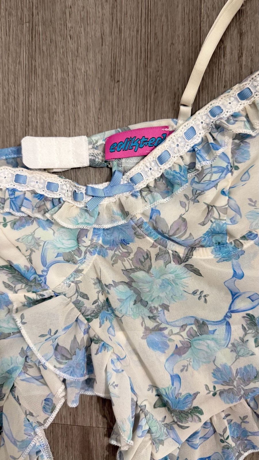 Edikted Floral Cascade Ruffle Bra Top