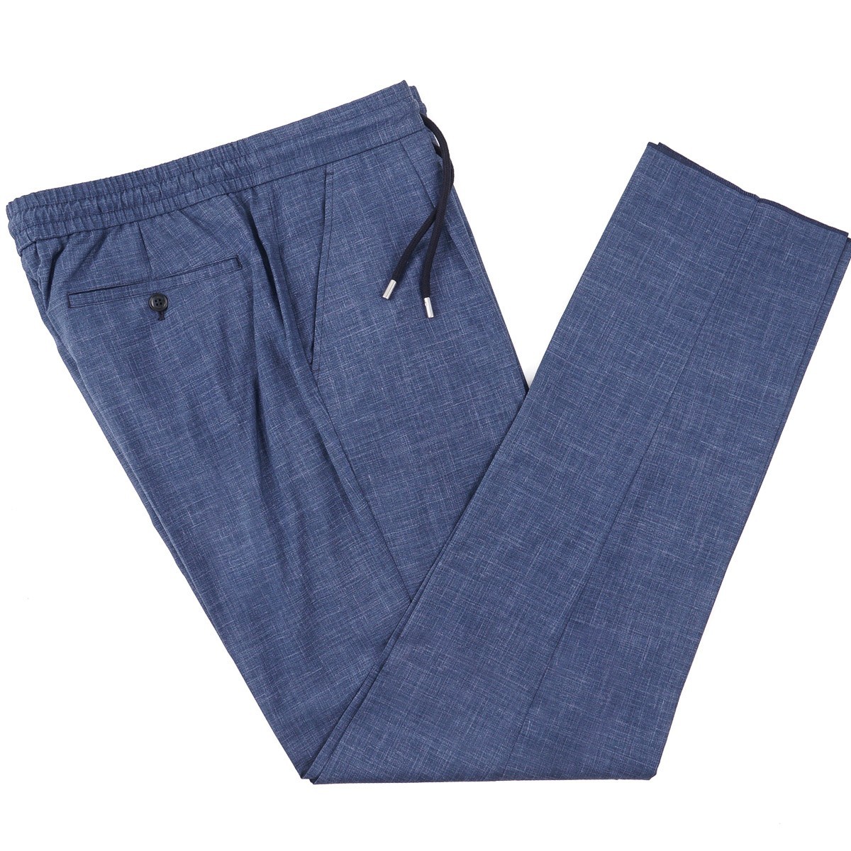 Brett Johnson Slate Blue Wool-Silk-Linen Drawstring Pants L 35-36 (Eu 52) NWT