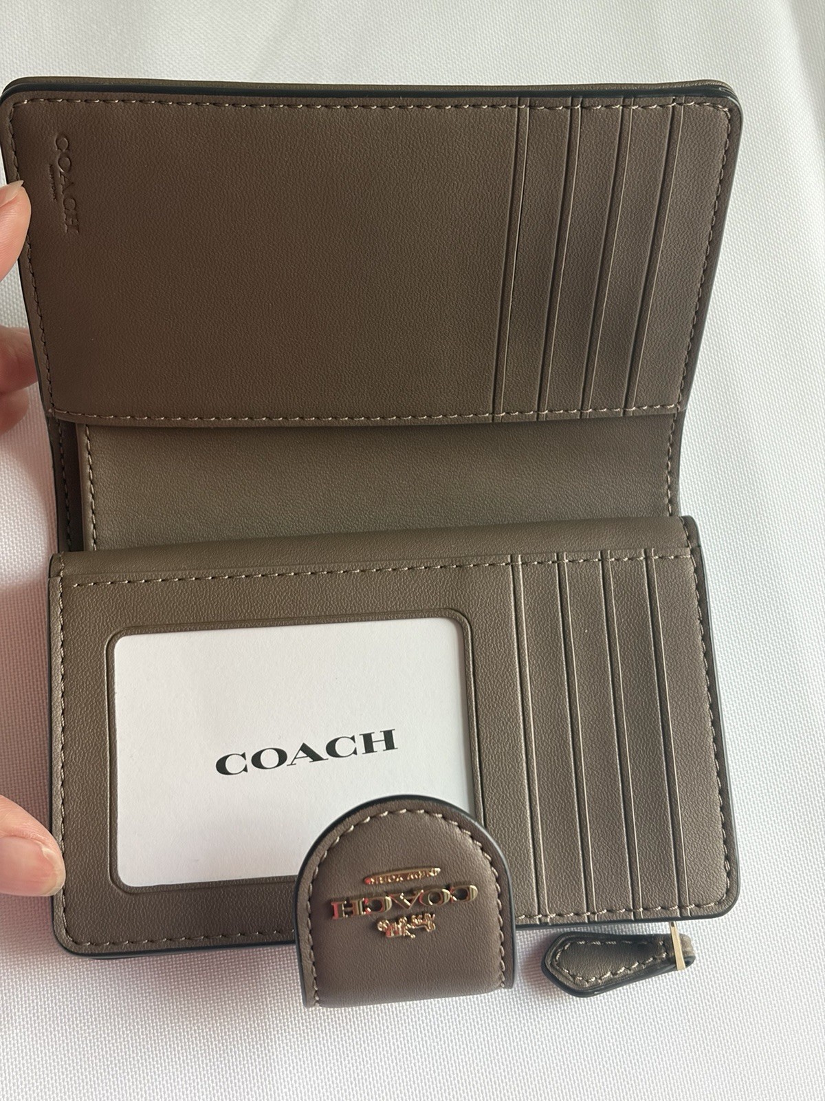 Coach Brown Multicolor Floral Zip-Around Folding Credit Card Wallet for Women