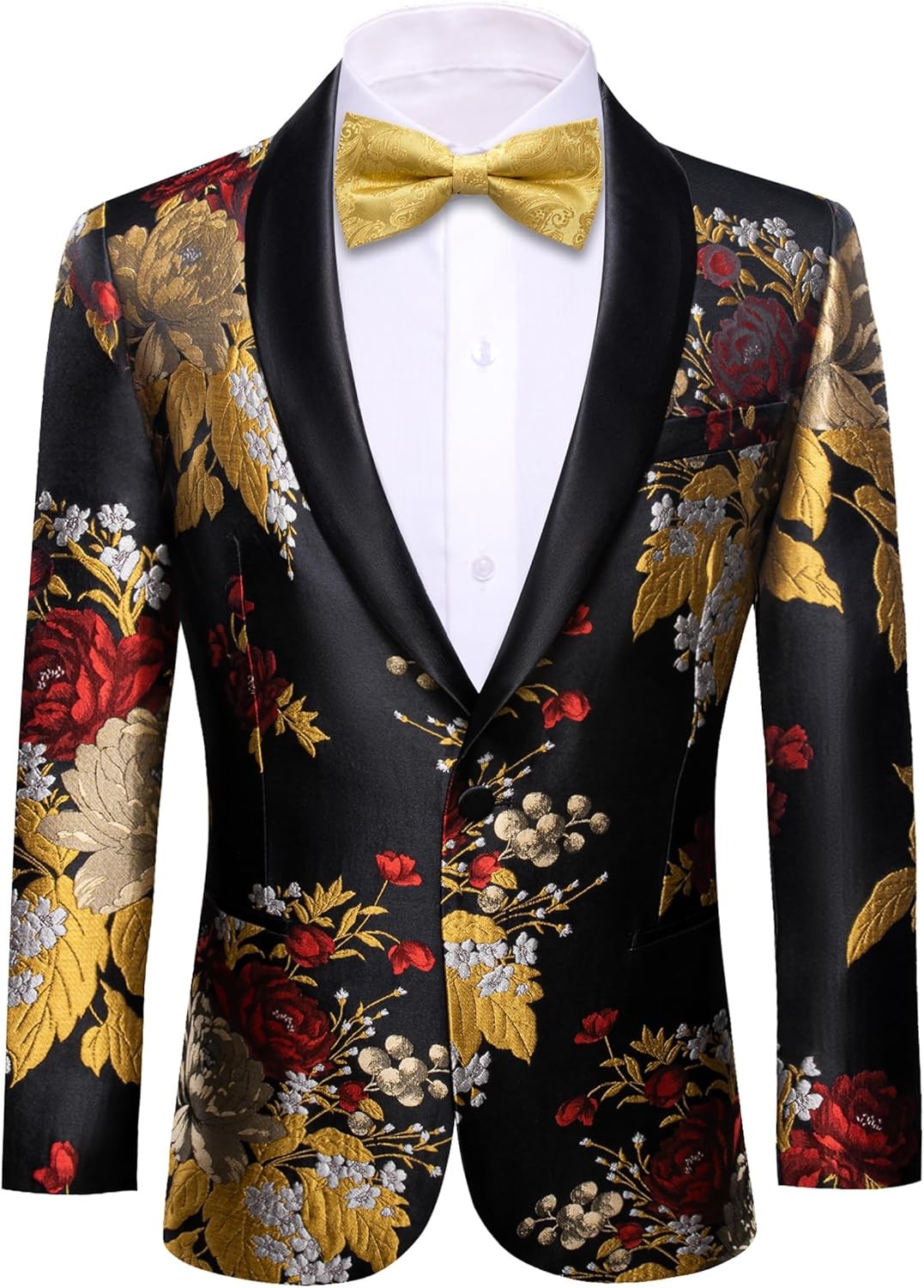 Men’s Floral Paisley One Button Blazer Tuxedo Jacket for Carnival Party Gift