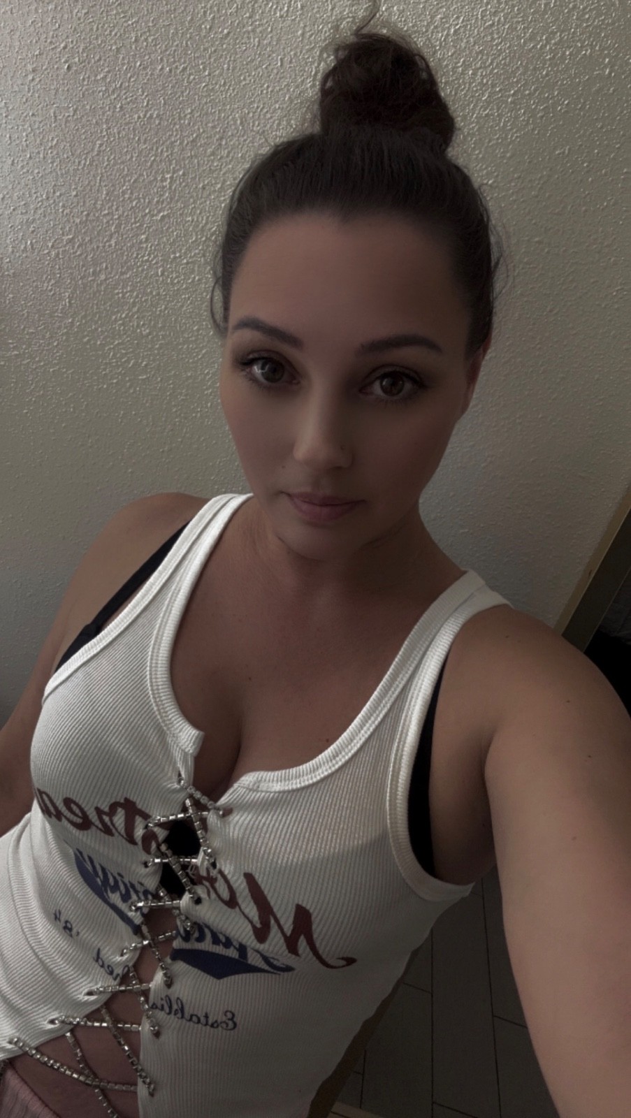 forever 21 tank top rhinestone front tie up