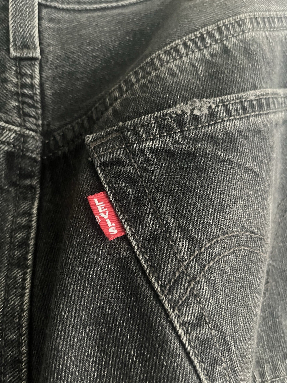 Levi’s Premium Black Denim Jeans Slim Straight Button Fly Distressed 5-Pocket