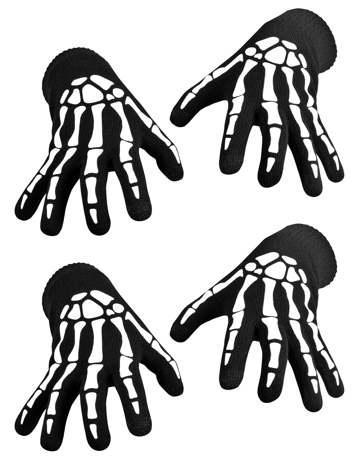CROSSFINGERS Skeleton Gloves Glow in the Dark Large, Full Finger-adult