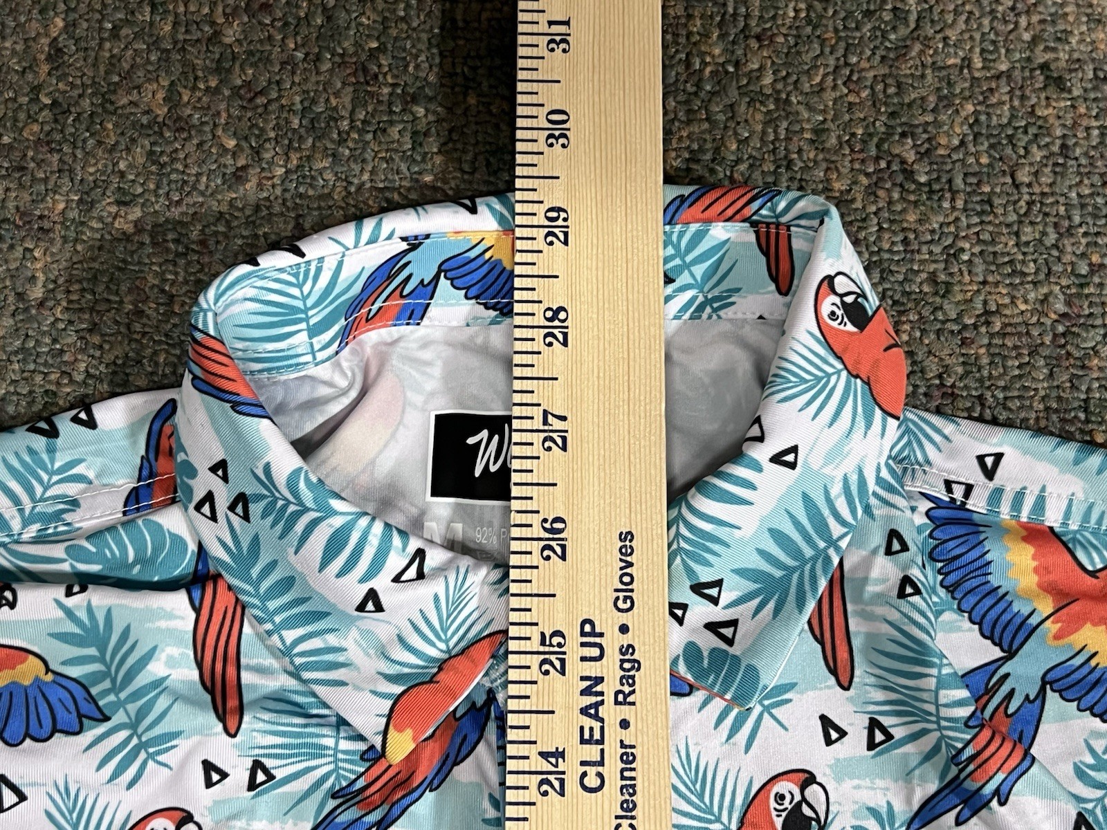Waggle Golf Polo Shirt Men’s Medium Parrot Floral Tropical Performance Stretch