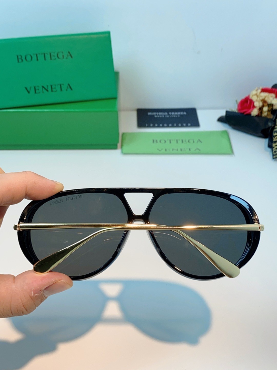 Bottega Veneta BV1324S Double-Bridge Aviator Series – Size 60□16-140