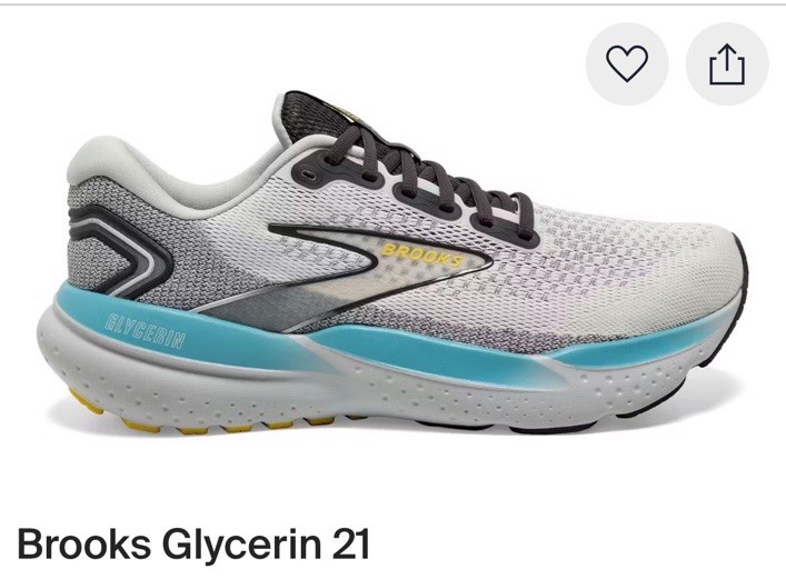 Brooks Running Shoes Men’s Glycerin GTS 21 Coconut Forged Iron Yellow Size 9