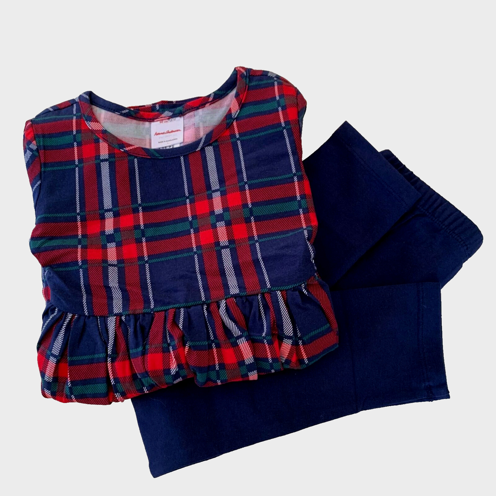 Hanna Andersson Sweet Plaid Skater Dress & Leggings Set. 12-18 Months, 75 cm