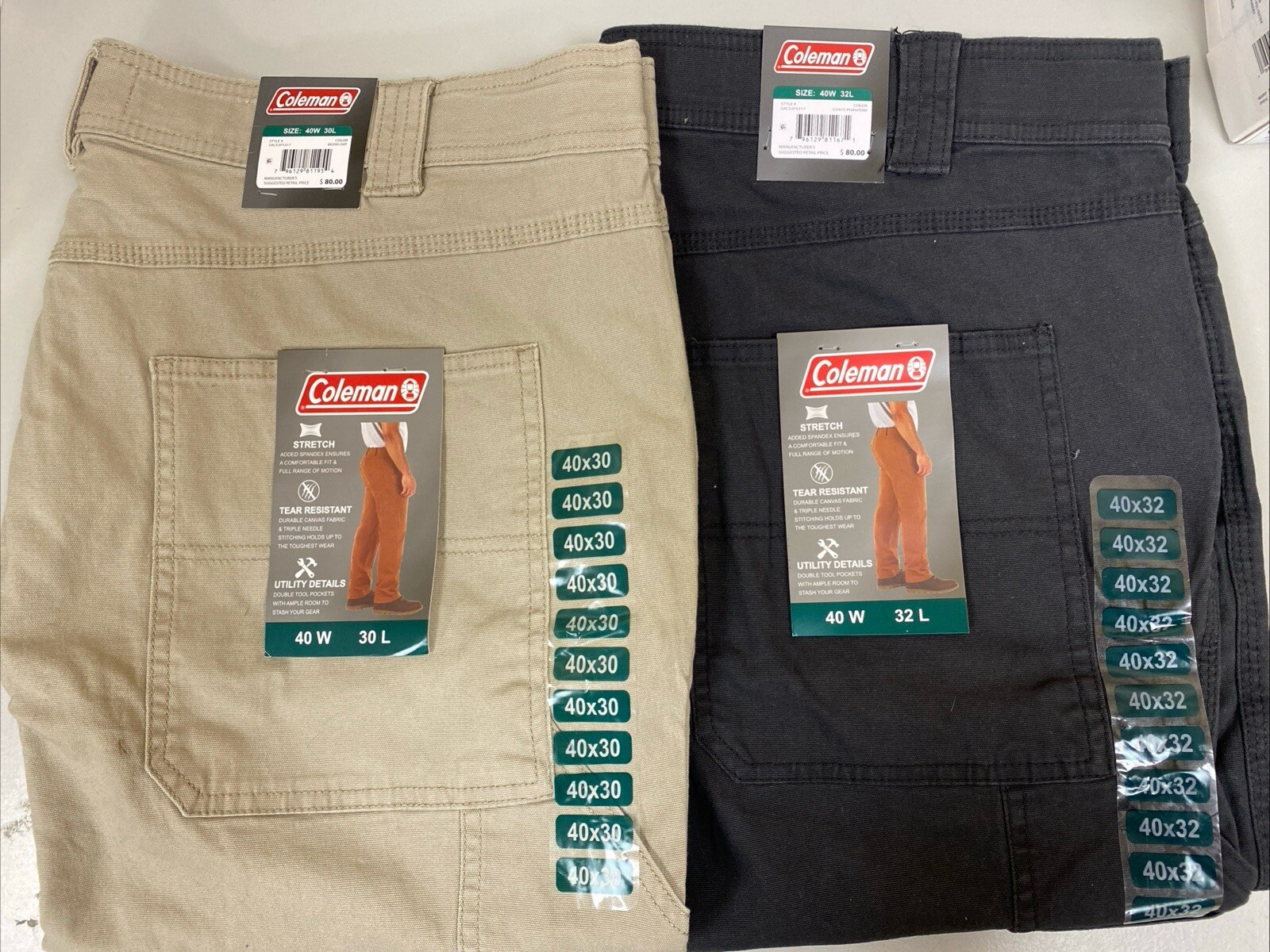 Coleman Men’s Utility Work Pant Size Assorted Sizes 2 Colors NWT