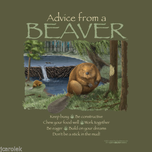 Beaver T-shirt Small Medium NWT Advice Cotton Green New