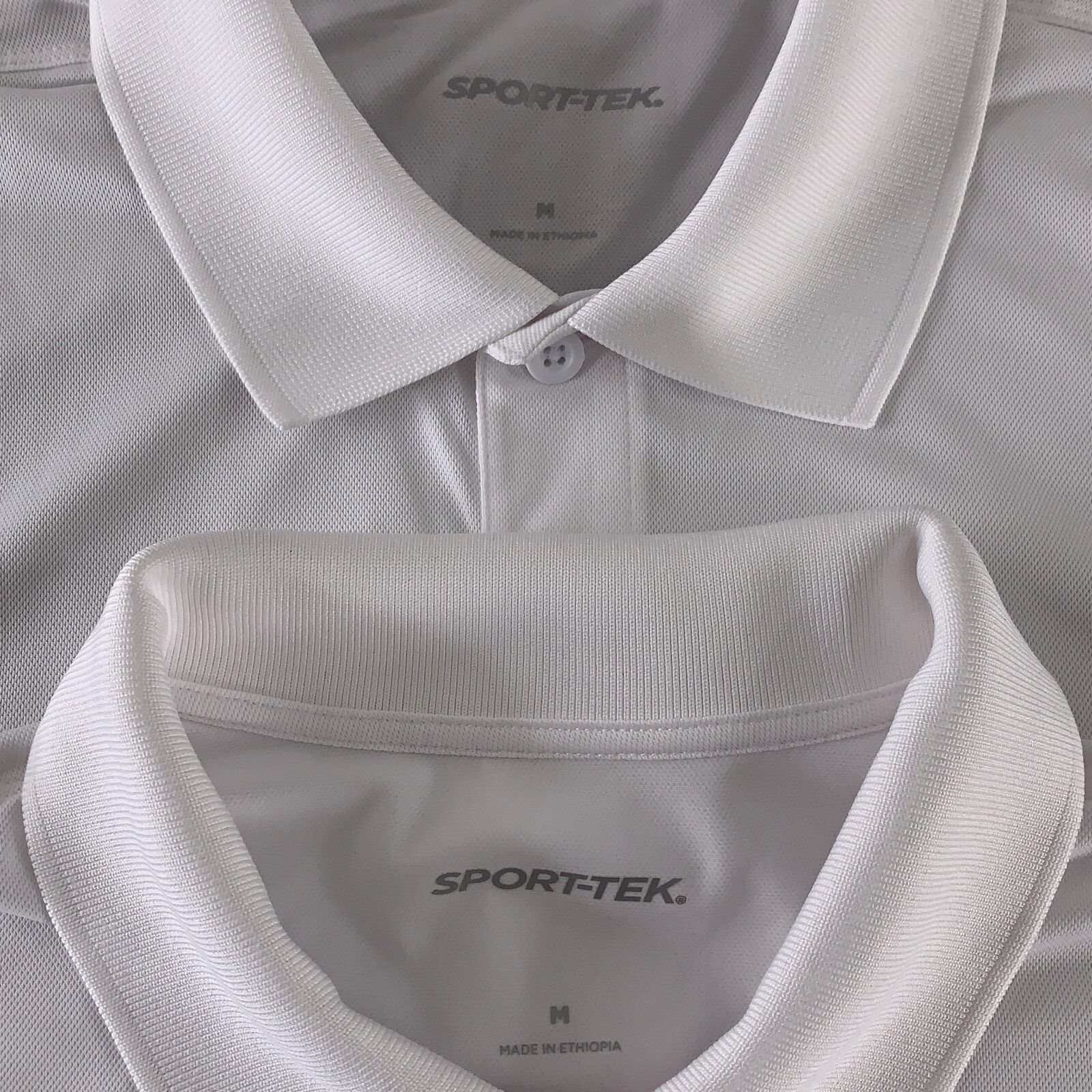 Sport-Tek Men’s Medium White Micropique Short Sleeve Sport-Wick Polo 2 Pack New