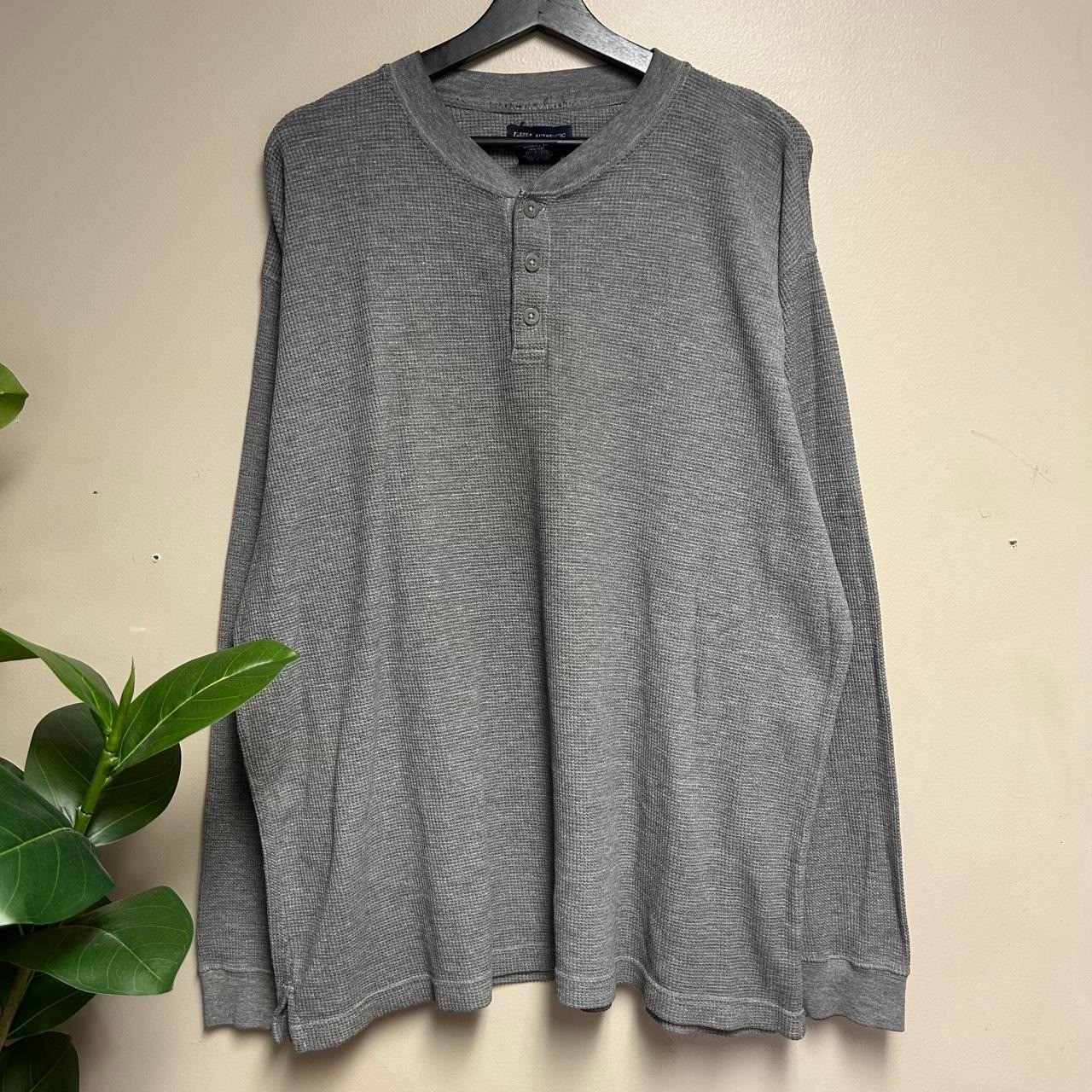 Faded Glory Vintage 2000s Waffle Knit Thermal Henley Shirt Grey Mens XL