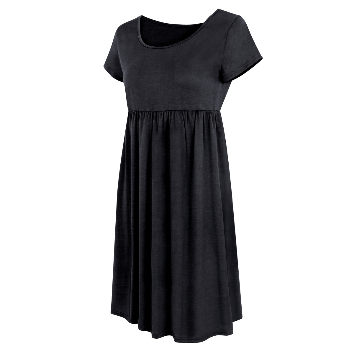 Women’s Short Sleeve Loose Tops Grey Casual Home Clothes Round Neck Soft Dress