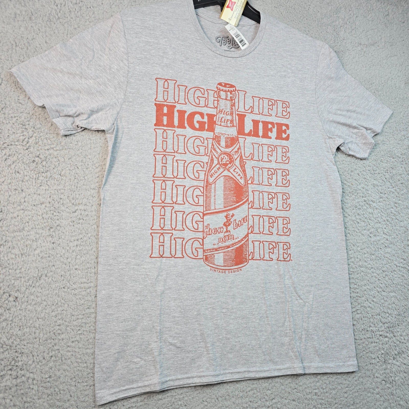 Miller High Life Beer Shirt Mens Medium Gray Brew Vintage Label Draft Biker NWT