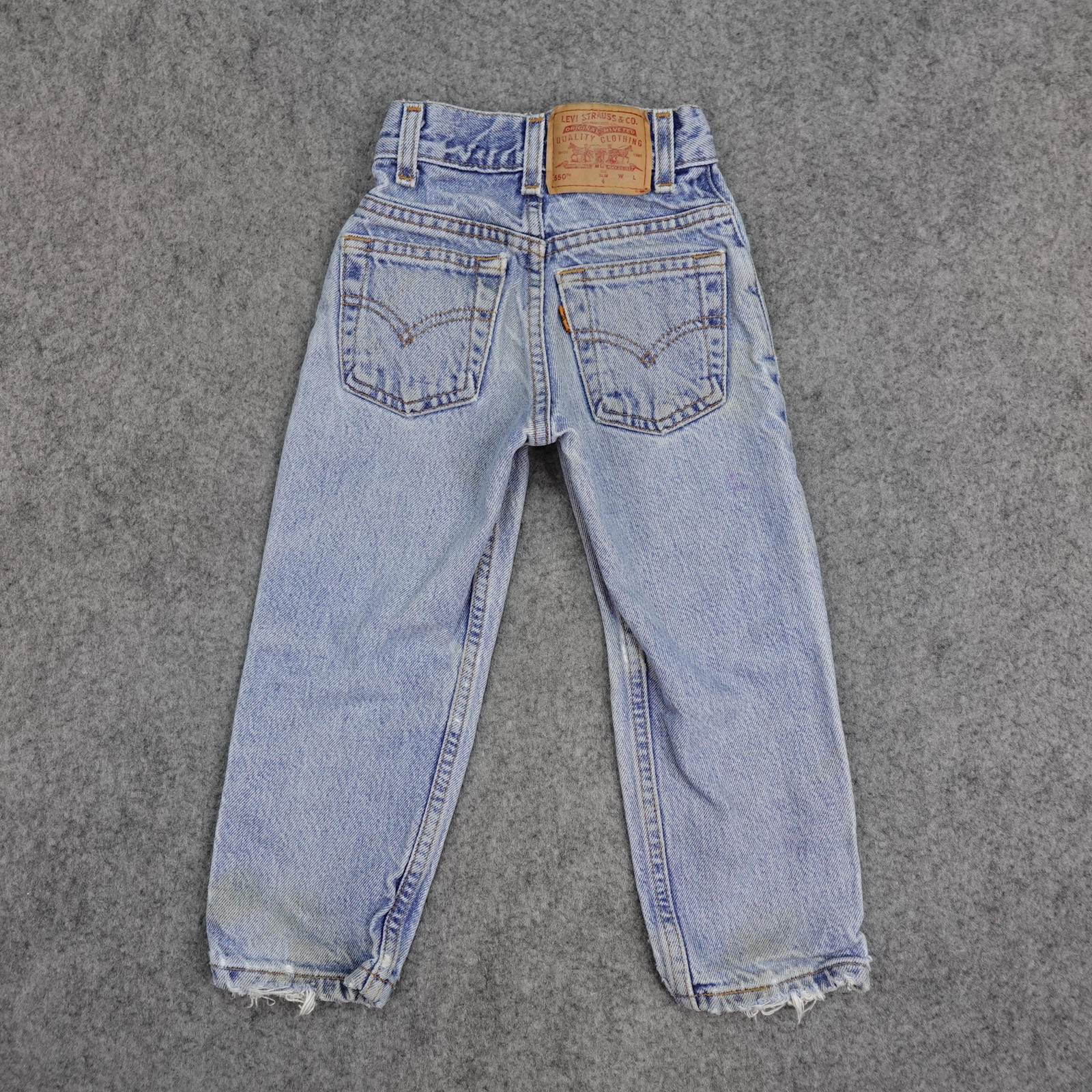 Vintage Levis Jeans Kids 4 Blue Denim 550 Orange Tab Light Wash Baby 3T 4T 90s