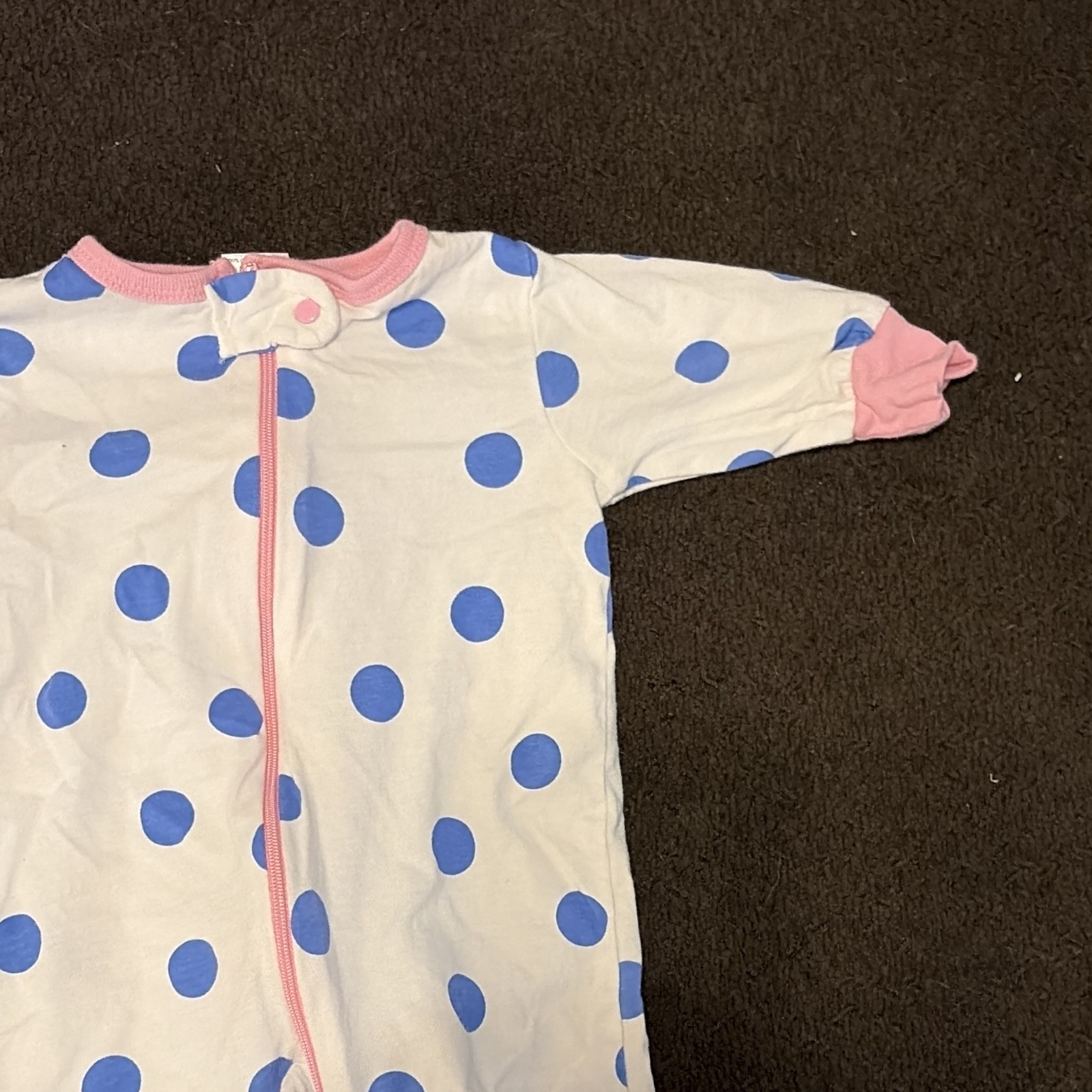 One piece Footed Zip One Piece Sleeper Long Sleeve Polka Dot 0-3M