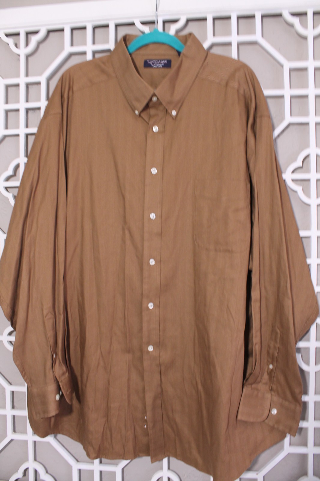 Roundtree & Yorke Button Up Shirt Mens 4X Brown Casual Preppy Oxford Pocket Men
