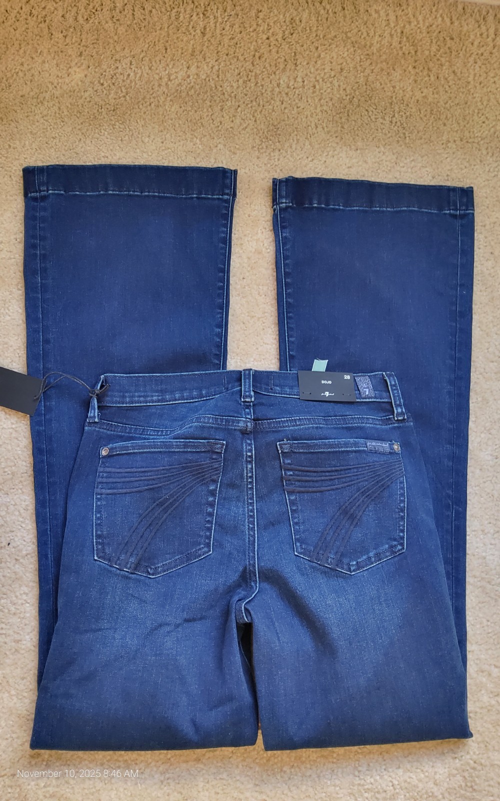 7 for all mankind Dojo Dark Wash Long Flared Jeans Sz 28 By 34 L