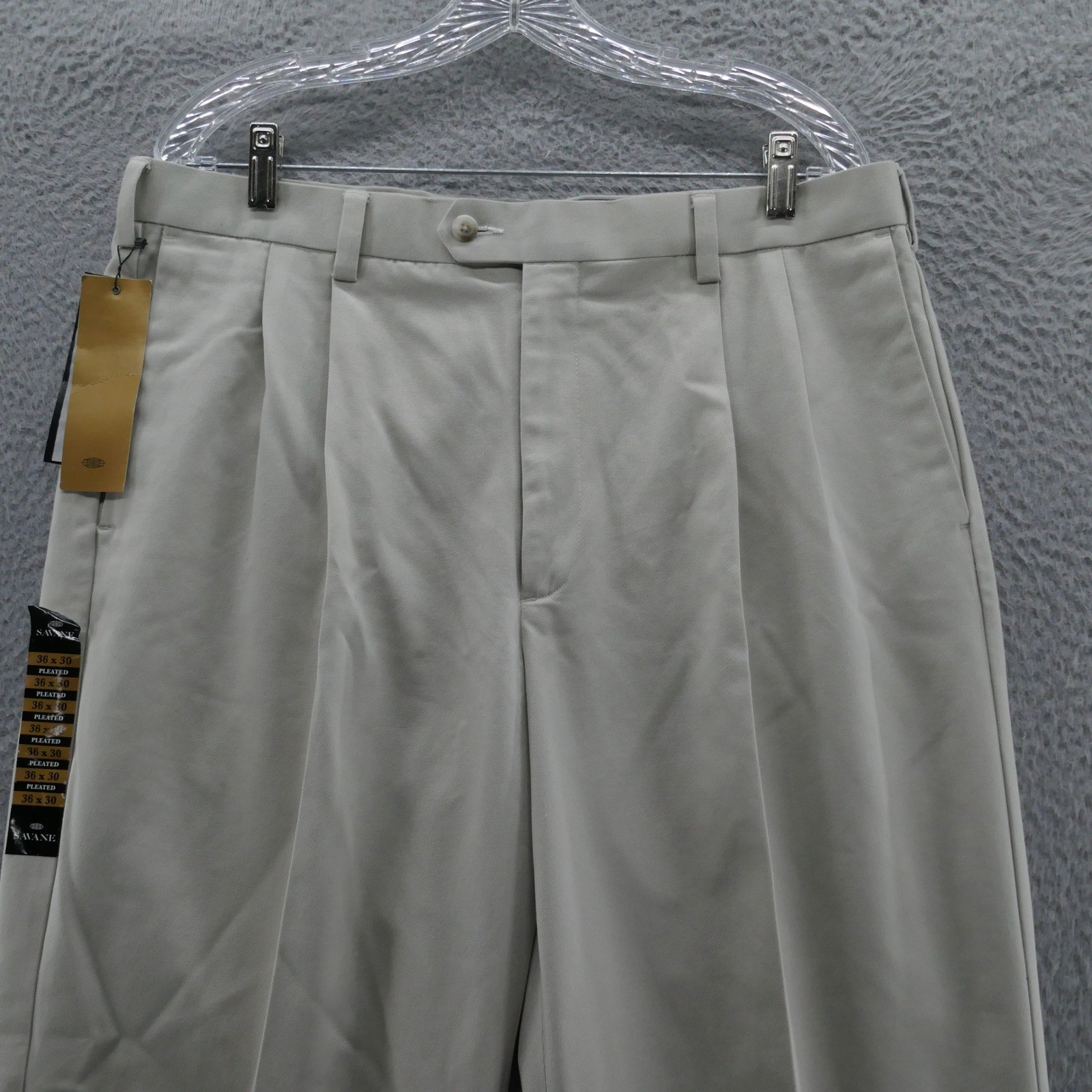 Savane Select Edition Mens Beige Pleated Cuffed Cotton Dress Pants 36×30 NEW